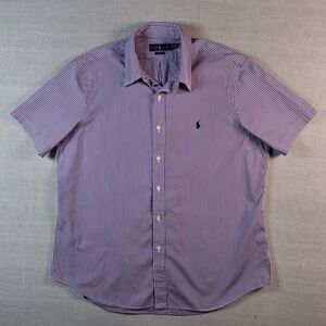 Polo Ralph Lauren Button Down Mens XL Purple White Striped Classic Fit Shirt